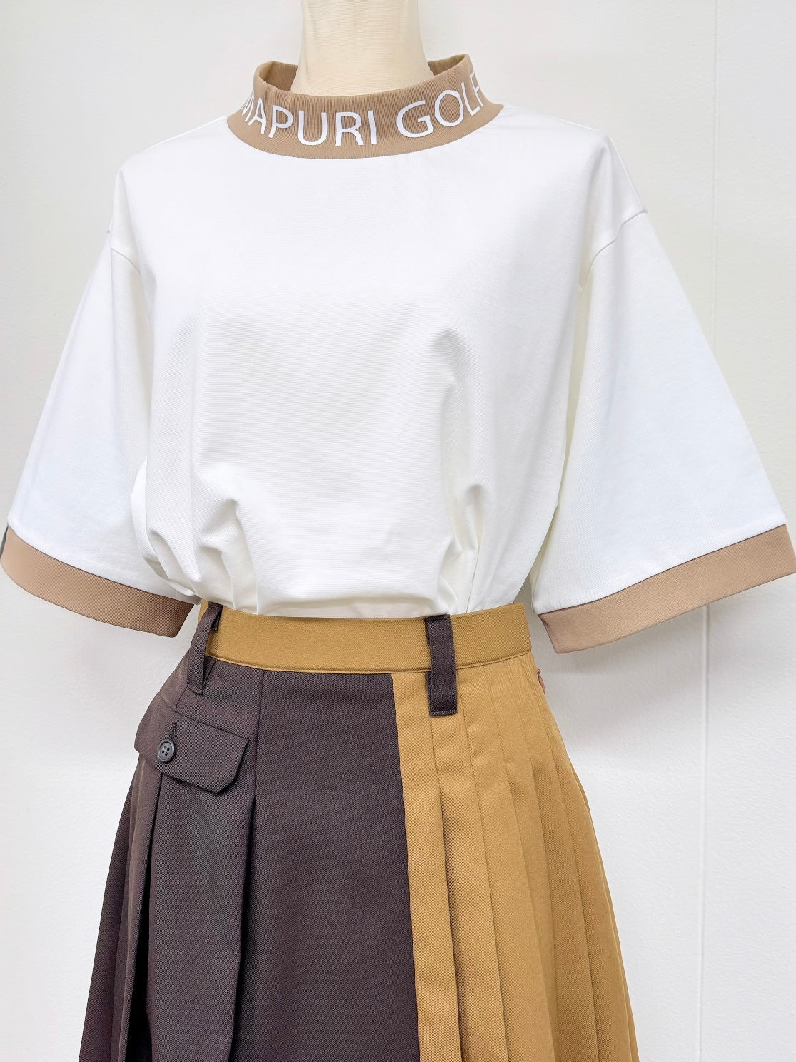 UNISEX リブ配色なめらかモックネックTシャツ【MU-1001】