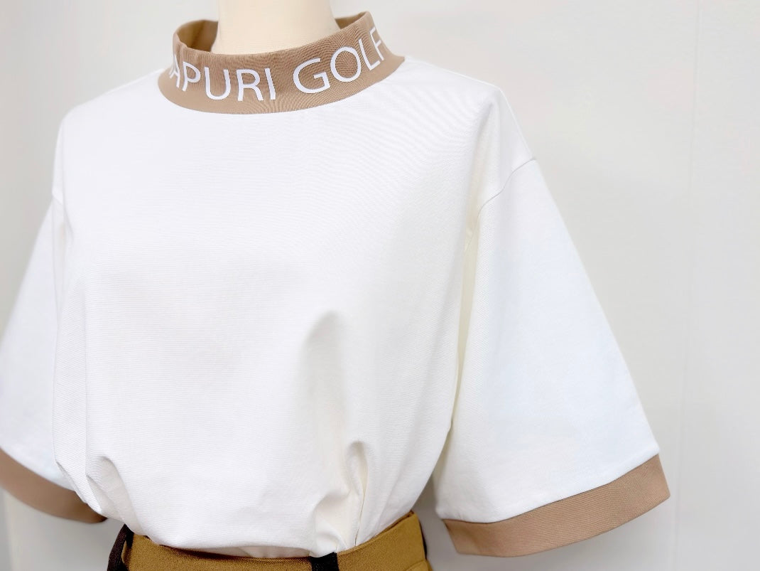 UNISEX リブ配色なめらかモックネックTシャツ【MU-1001】