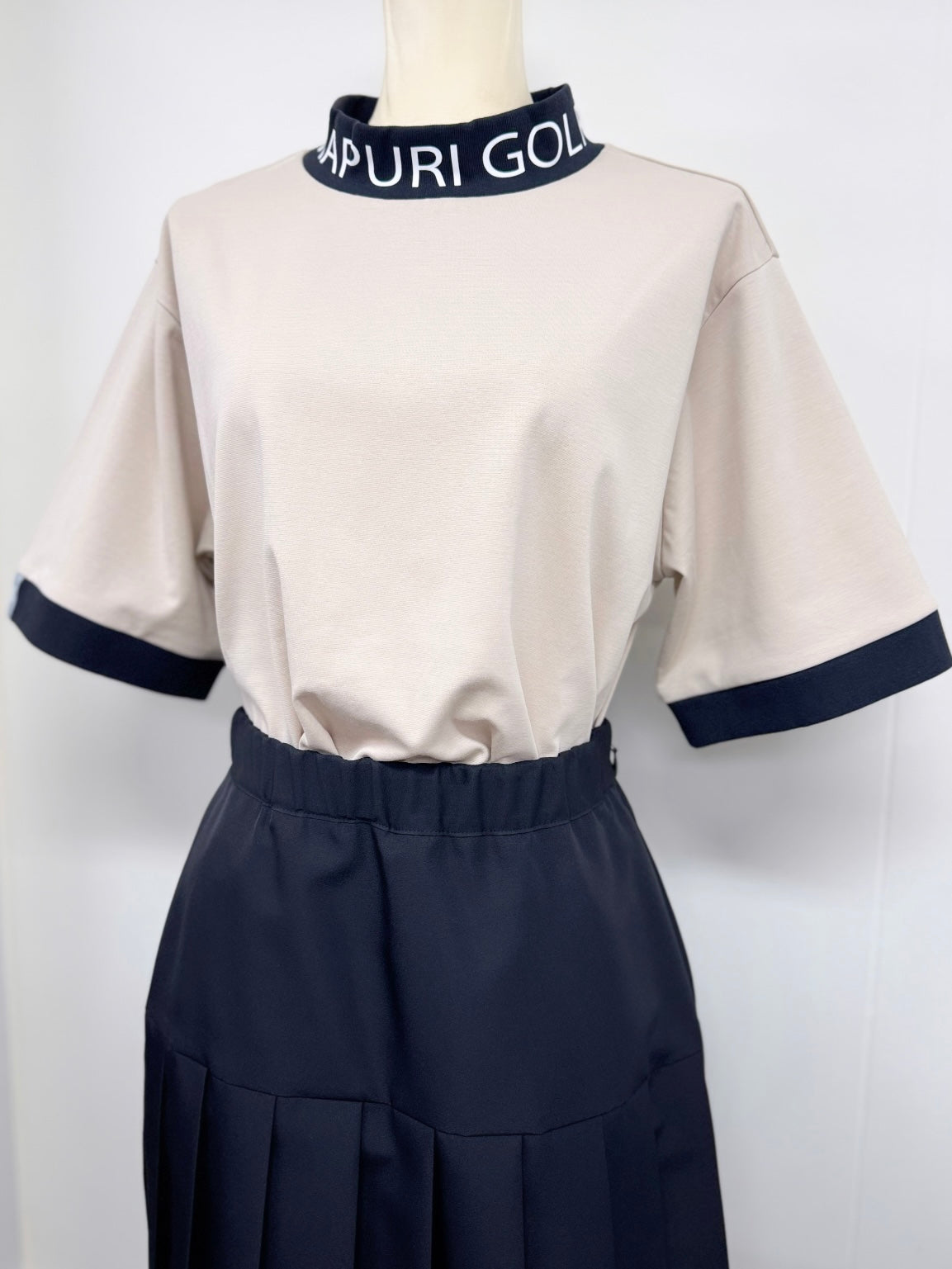 UNISEX リブ配色なめらかモックネックTシャツ【MU-1001】