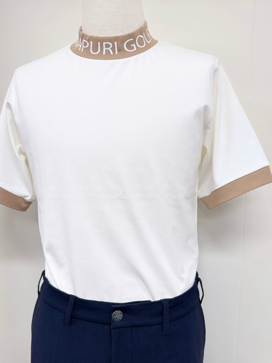 UNISEX リブ配色なめらかモックネックTシャツ【MU-1001】