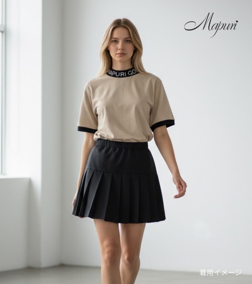 UNISEX リブ配色なめらかモックネックTシャツ【MU-1001】