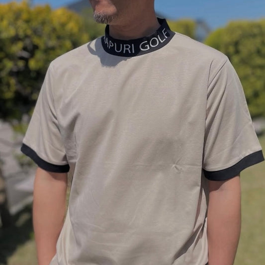 UNISEX リブ配色なめらかモックネックTシャツ【MU-1001】