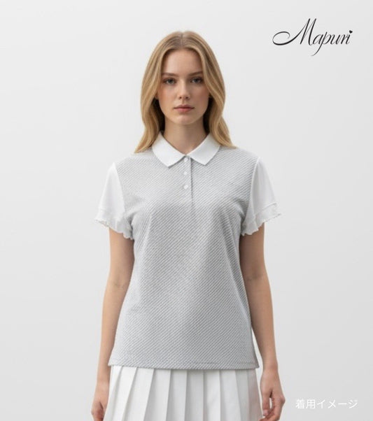 バイアスストライプシフォン袖ポロシャツ【MS-006 】