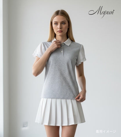 バイアスストライプシフォン袖ポロシャツ【MS-006 】