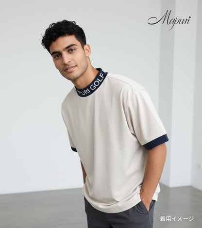 UNISEX リブ配色なめらかモックネックTシャツ【MU-1001】