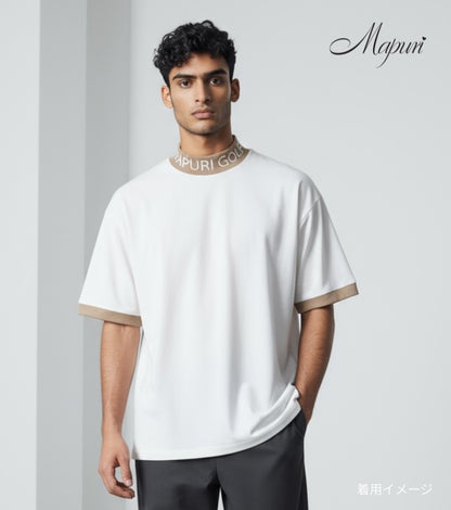 UNISEX リブ配色なめらかモックネックTシャツ【MU-1001】